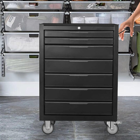 24 Inch Cold Rolled Steel Tool Box With Drawers Rolling Tool Chest On Wheels Lockable Storage For Garage And Workshop Heavy