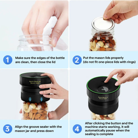 Guide for Upgraded One Integrated Mason Jar Vacuum Sealer Kit For Smart Kitchen Storage Fully Automated Includes 10 Lids