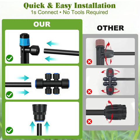 Effortless Drip Irrigation Kit For Garden And Yard With Automatic Plant Watering System And Quick Connect Fittings comparison