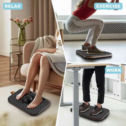 Balance Board For Standing Desk, 2-In-1 Dual-Sided Stability Trainer And Anti-Fatigue Mat used for relaxing, exercising, and working.