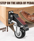 Heavy Duty Workbench Casters Kit 900 Lbs Quick Release caster wheel with step pedal and mounting option, shown on wood surface