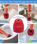 Image showing High Pressure Air Toilet Plunger With Flexible Drain Snake for unclogging sinks, toilets, and floor drains.