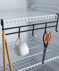 Two Pack 5 Hook Attachments For Wire Shelving Racks, Chrome Plated Steel Shelf Hooks hanging mug and scissors