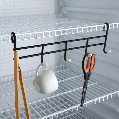 Two Pack 5 Hook Attachments For Wire Shelving Racks, Chrome Plated Steel Shelf Hooks hanging mug and scissors