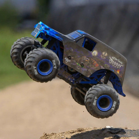 1 By 18 Scale Mini LMT Son Uva Digger 2S 4X4 RTR Brushed Monster Truck Blue off-road jump with realistic BKT tires