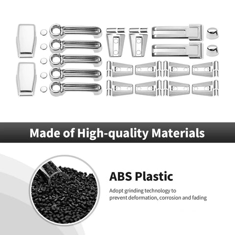 Premium 48Pc Chrome Exterior Trim Decor Kit For Jeep Wrangler JK And JKU Models Covers Handles Hinges Hood Caps Spare Tire Lids Perfect Fitment Stylish Upgrade Made Right Now, ABS plastic pieces