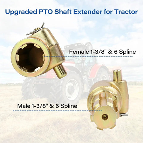 No Nonsense Workhorse Grade Heavy Duty PTO Extender For Tractors with female and male 1 3/8 inch 6 spline couplers.
