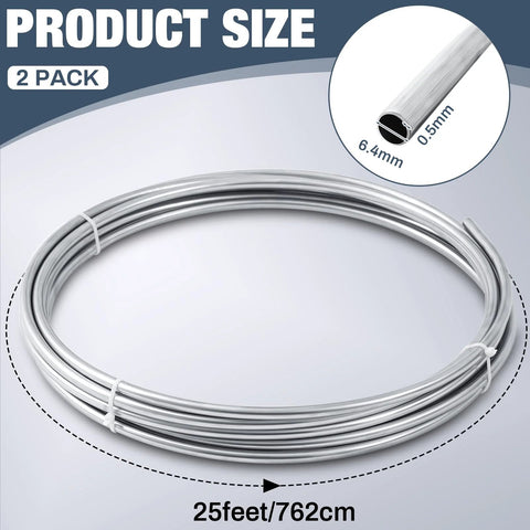 Two-pack 304 stainless steel tubing coil, 1/4 in nominal, 25 ft per coil, 6.4 mm outer diameter, front view