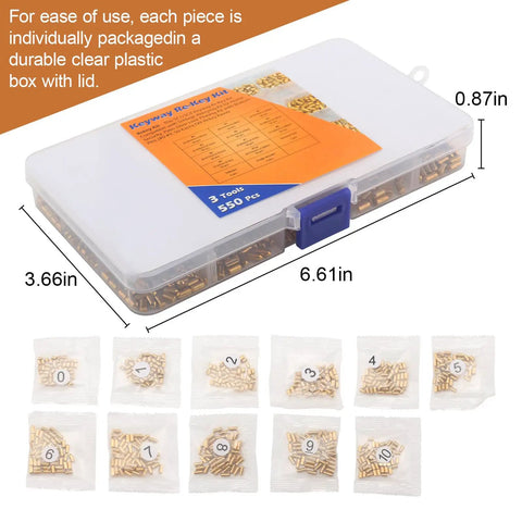Keyway Rekey Kit For SC1 And SC4 Locks For DIYers And Home Security Upgrades With 50 Bottom Pins Each For Zero Through Nine