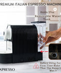Nespresso Compatible Single Serve Espresso Machine One Touch Quick Brew Coffee Maker Compact 27oz Removable Tank adjusted and ready for use.