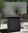 28 Inch Propane Fire Pit Table With 50000 BTU Steel Burner Outdoor Fire Pit For Patio Backyard And Garden Includes Lid And Lava Rocks
