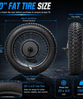 20-inch fat tire for 48V 1500W Electric Bicycle Conversion Kit with dimensions and weight capacity details.