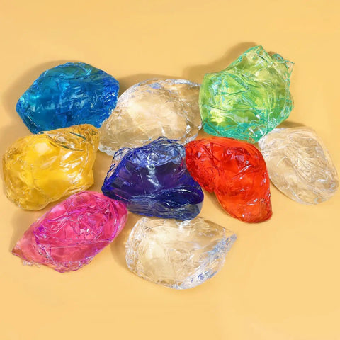 Colorful jelly wax pieces from DIY Jelly Gel Wax Candles Making Kit With 1.1 Lb Clear Gel Wax for Beginners.