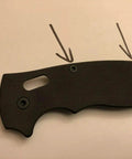 Heavy Duty Badass Matte Black Scale And Pivot Torx Screws Set For Spyderco Manix 2 XL G10 Handle Upgrade, close-up of handle with screws.