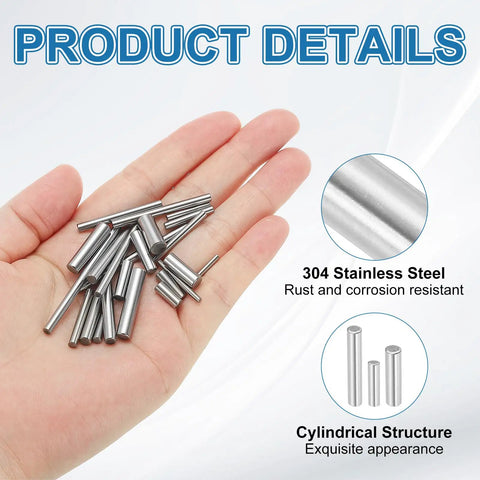 Beefy Heavy Duty Stainless Steel Dowel Pins 4x20mm Shelf Support Pegs Set Of 30 For Bookshelves Cabinets Closets, Durable 304 Stainless Steel Fasteners Anti Rust Silver Corrosion Resistant, hand-held