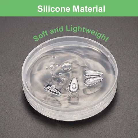 Soft Silicone Air Chamber Eyeglasses Nose Pads With 15 Millimeter Screw In Replacement Set shown in transparent container