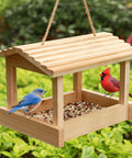 Outdoor Wooden Bird Feeder For Hangin Attracts Cardinals Finches Bluebirds Mealworm Ready Easy Clean With Hemp Rope Durable Backyard Wildlife Feeder