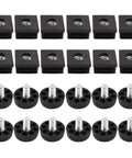12 Pack Black Square Tube Insert Kits With Adjustable Feet For 1x1 Inch OD Square Pipe, Leveling Pads, M8 Thread, 14mm Screw