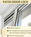 Image showing a two piece sliding patio door lock set with keyed lock rectangle security bar for glass doors, installed view.
