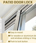 Keyed Sliding Door Lock For Glass Patio Doors, 1 Piece Zinc Alloy Iron Bolt Security Bar in use on glass patio door.