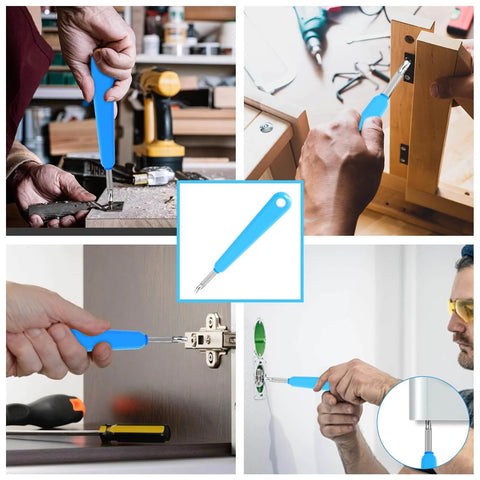 DIY Video Doorbell Screwdriver Kit With Blue Double Ended T6 T15 Bits And 20 Security Screws Replacement Tool in use for repairs
