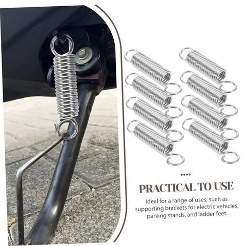 Top Tier 8 Piece Mechanical Compression Spring Kit Perfect For Crafting And E V Brackets Plus Ladder Feet Heavy Duty Stainless Steel Stuff That Holds Tight. 8 stainless steel springs on EV bracket and stand