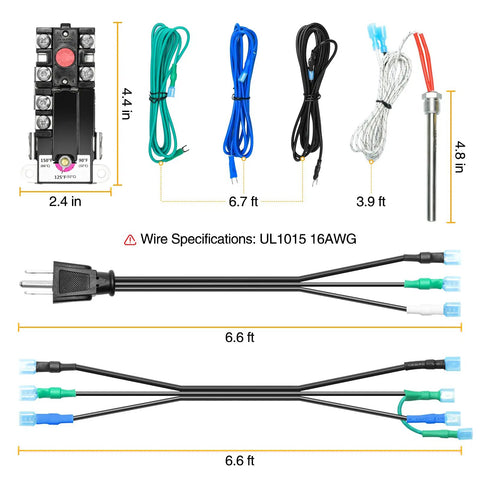 RV Electric Water Heater Hybrid Kit Converts Propane To 120V Power 6 Gallon Capacity wiring and components diagram