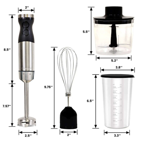 Badass Handheld Immersion Blender With Turbo Pulse Power And Four Rock Solid Stainless Blades, Includes Quick Snap Chopper Bowl And Wire Whisk.