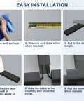 Six-step installation guide for Cord Cover Raceway Kit 15.7 Inch Cable Concealer And Wire Hider For TV Wall Mounts.
