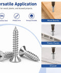 345 Piece 304 Stainless Self Tapping Screws Set For Wood And Metal M3 And M4 Flat Head Phillips Fasteners With Heavy Duty Storage Box