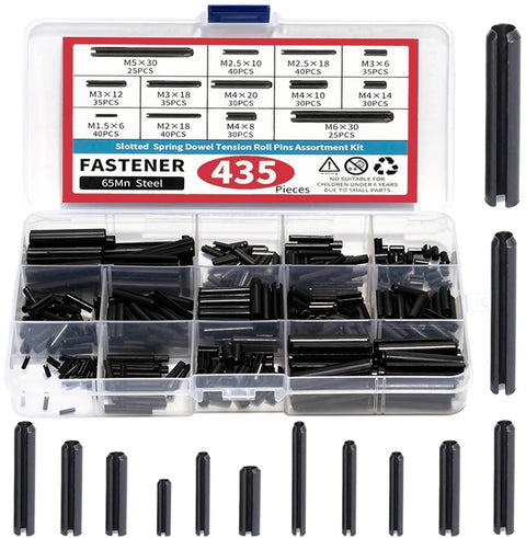 All Purpose Slotted Spring Pins Kit With 385 Or 435 Pieces Straight Spring Dowel Tension Roll Pins From M1.5 Through M6
