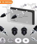 Spike License Plate Screws Kit For Cars, Motorcycles And Trucks 4 Pack Decorative Anti Theft Bolts In Stainless Steel And Aluminum Black Universal Fit Fasteners installation diagram
