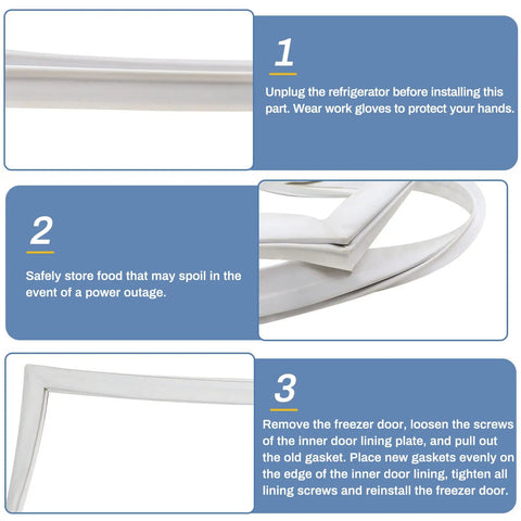 Upgraded 5304507199 Freezer Door Gasket For Frigidaire Fridge Replacement For 216522312 216522313 AP6037262 PS11770643 OEM steps