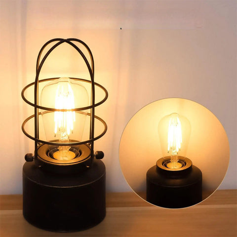 Industrial Table Lamp With Touch Control And 3 Way Dimming, Lit Vintage Iron Cage Desk Light for Bedroom and Office