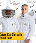 Beekeeping Suit For Men And Women With Beekeeper Gloves, 100 Percent Cotton Protective Hive Suit, worn by two men