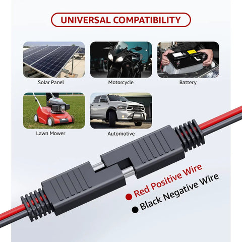 Dang Solid SAE To SAE Extension Cable 3 Foot 18 AWG Tinned Copper Wire Harness with connectors for solar, automotive, and battery use.