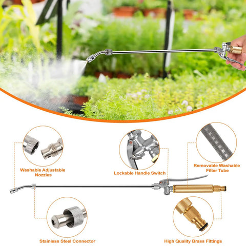 All Metal Sprayer Wand For One Half Inch Hose Quick Connectors With Brass Barb Fittings One Quarter Inch and Three Eighths Inch Heavy Duty Stainless Steel Built To Last features and usage