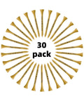 Epic Anniversary Golf Tees Gift Set For Him, 30 Bamboo Tees arranged in a circle with printed messages, eco-friendly