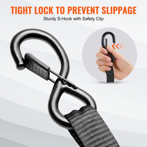 Heavy Duty Ratchet Tie Down Straps 1 Inch By 15 Feet 4 Pack With Padded Handles Coated S Hooks Soft Loop 2,200 Pound Break Strength detail