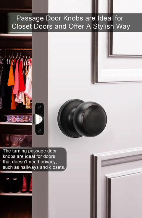 Oil Rubbed Bronze Passage Door Knobs 3 Pack For Hallways And Closets Interior Doors Non Locking Hardware