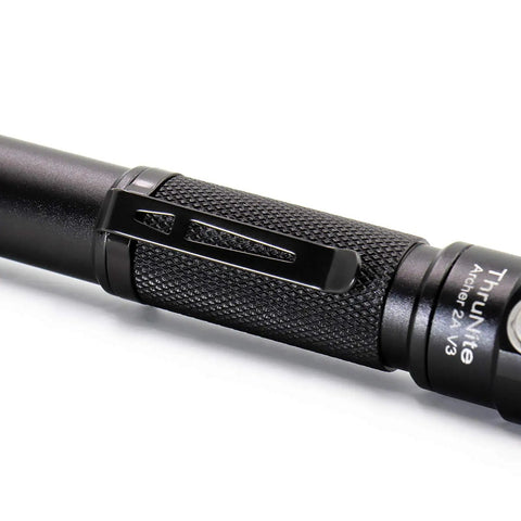 Clip and grip area of Archer 2A V3 LED Flashlight With Dual Switches Beefy 500 Lumens AA Powered IPX8 Waterproof Handheld Light