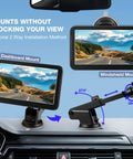 7 Inch Backup Camera Monitor Display For Cars Trucks SUVs Vans RVs Trailers And Campers With Crystal Clear HD Image, mounted on dashboard and windshield
