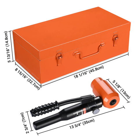 15-Ton Hydraulic Knockout Punch Kit With 10 Dies For Holes From 1/2 Inch To 4 Inch in storage box with hydraulic handle