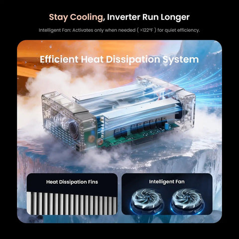 Transparent view of Pure Sine Wave Inverter 2000W Continuous Power With 6000W Surge, showing efficient heat dissipation system.