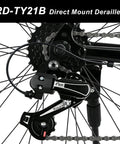 Rear Derailleur RD-TY21B for six or seven speed bikes direct mount upgrade installed on a wheel showing lightweight alloy design
