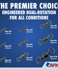 Brass Ball Bearing Swivels With Double Welded Rings Size 3 130 Lb Test Gunmetal Black 5 Pack, size #3 swivel shown