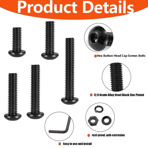 600 Piece M3 Screw Assortment Kit For 3D Printer DIY with button head socket cap screws, hex nuts, black oxide alloy steel details.