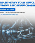 Heavy Duty Front Left And Right CV Axle Shaft Set For Toyota Camry 2012 To 2017, showing detailed axle installation.