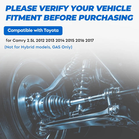 Heavy Duty Front Left And Right CV Axle Shaft Set For Toyota Camry 2012 To 2017, showing detailed axle installation.