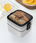 Two Tier Bento Box On The Go Meal Prep Container With Spoon Leakproof And Microwave Safe 1000 Ml Large Capacity